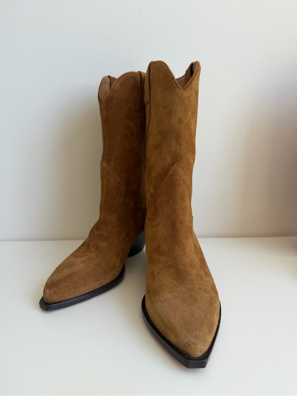 Isabel Marant Tan Suede Western Ankle Boots